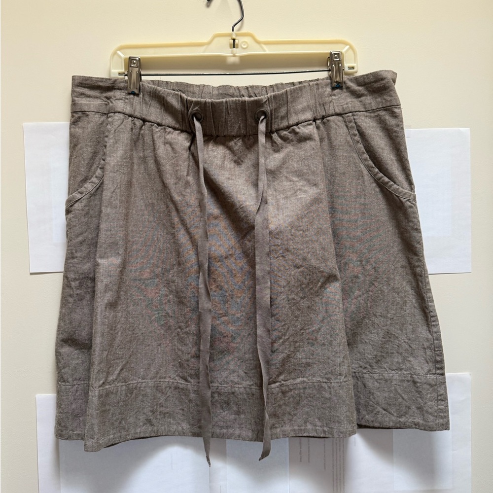 Eileen Fisher Taupe A-Line Cotton Skirt Size M